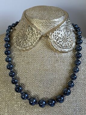 ANTICA MURRINA Graduated Iridescent Dark Blue Glass Bead Necklace